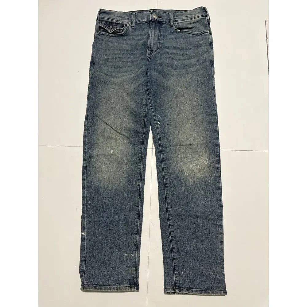 True Religion Geno Relaxed Slim Jeans Mens 33 Blue Horseshoe Stretch Denim